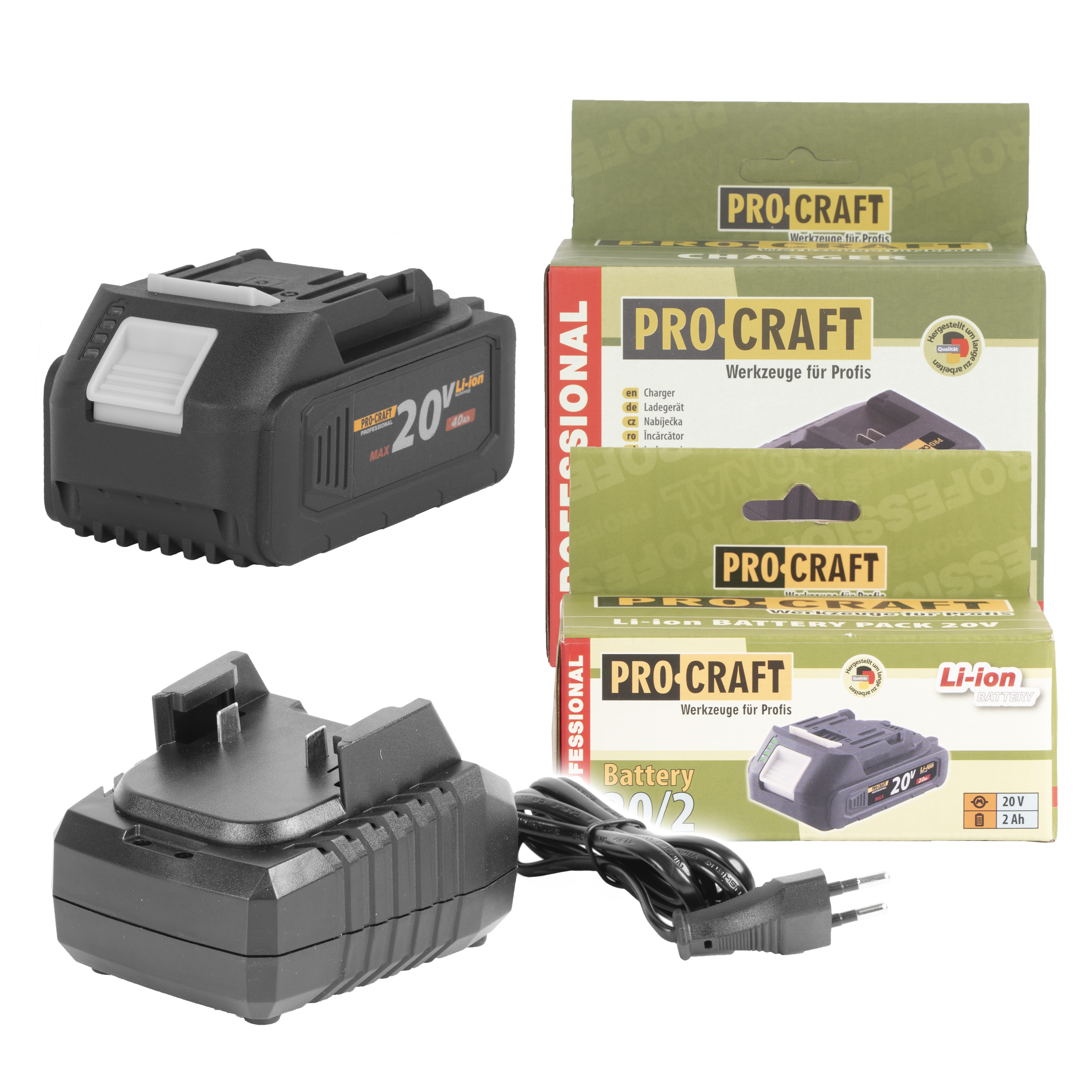 Sada akú batéria Procraft 20/4 + nabíjačka Procraft 20/1 - 1